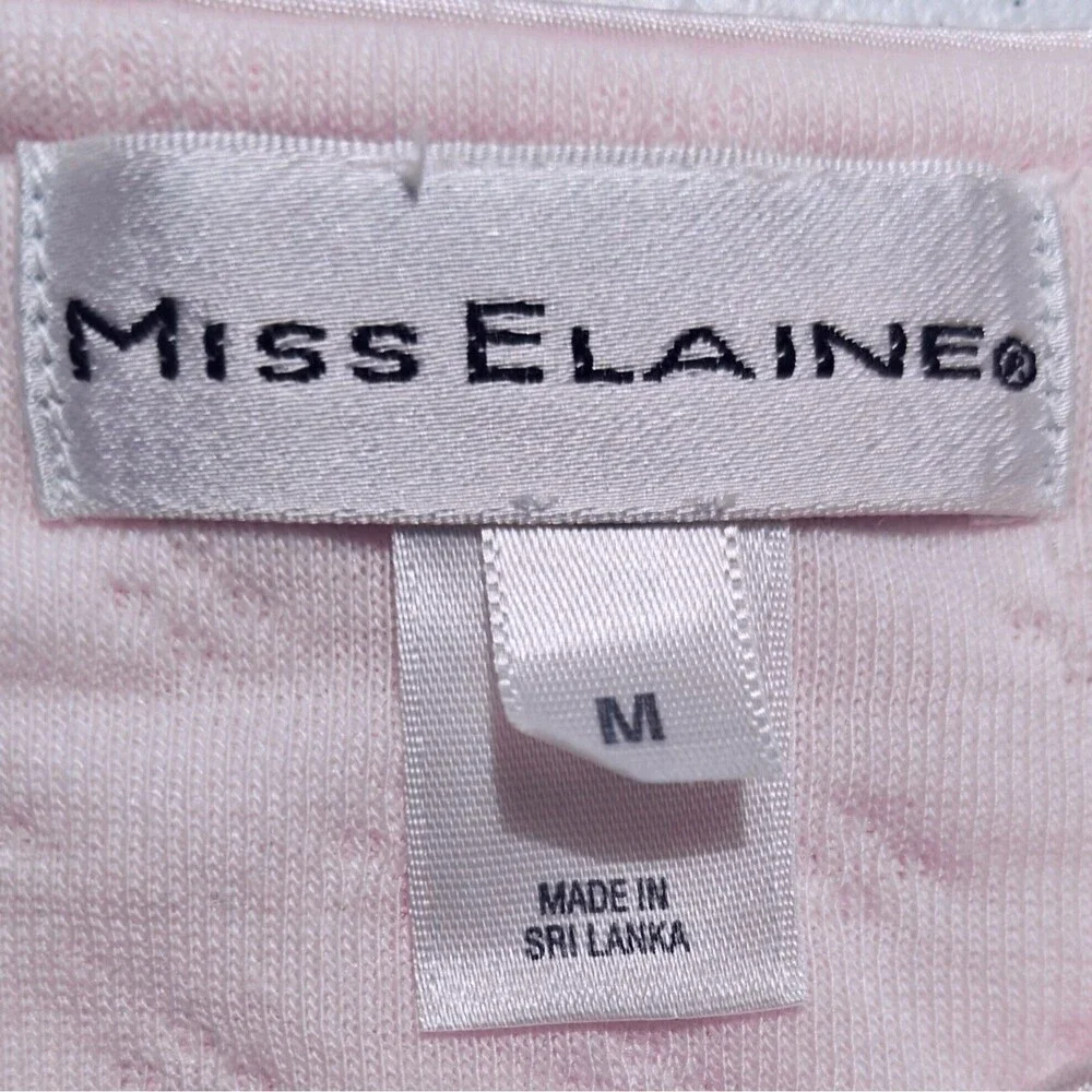 Miss Elaine Housecoat Floral Robe M Medium Pink Snap Muu Muu Warm Nightgown Long